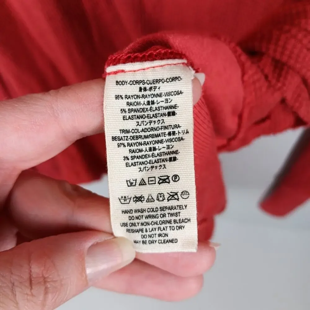 Free People We the Free Malibu Thermal High Low Long Sleeve Shirt size Medium